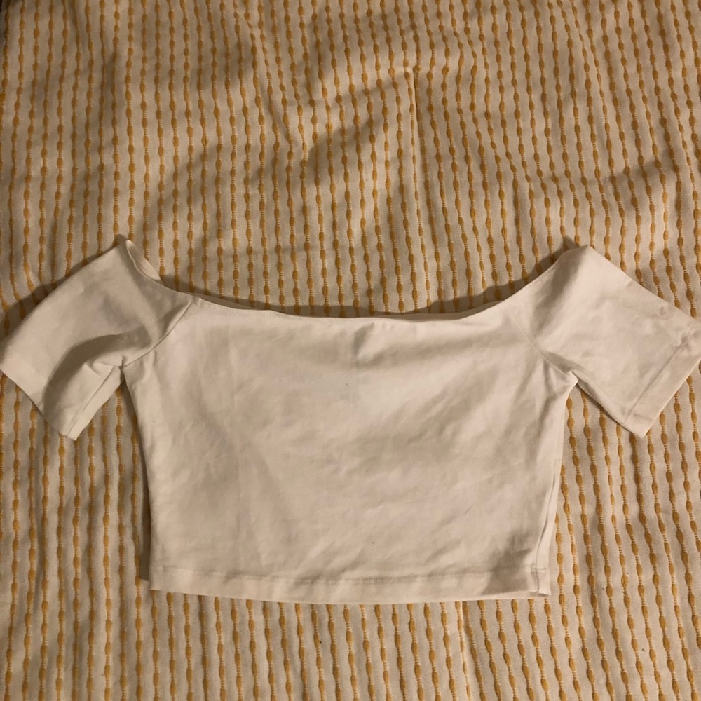 American Apparel, white off the shoulder crop-top